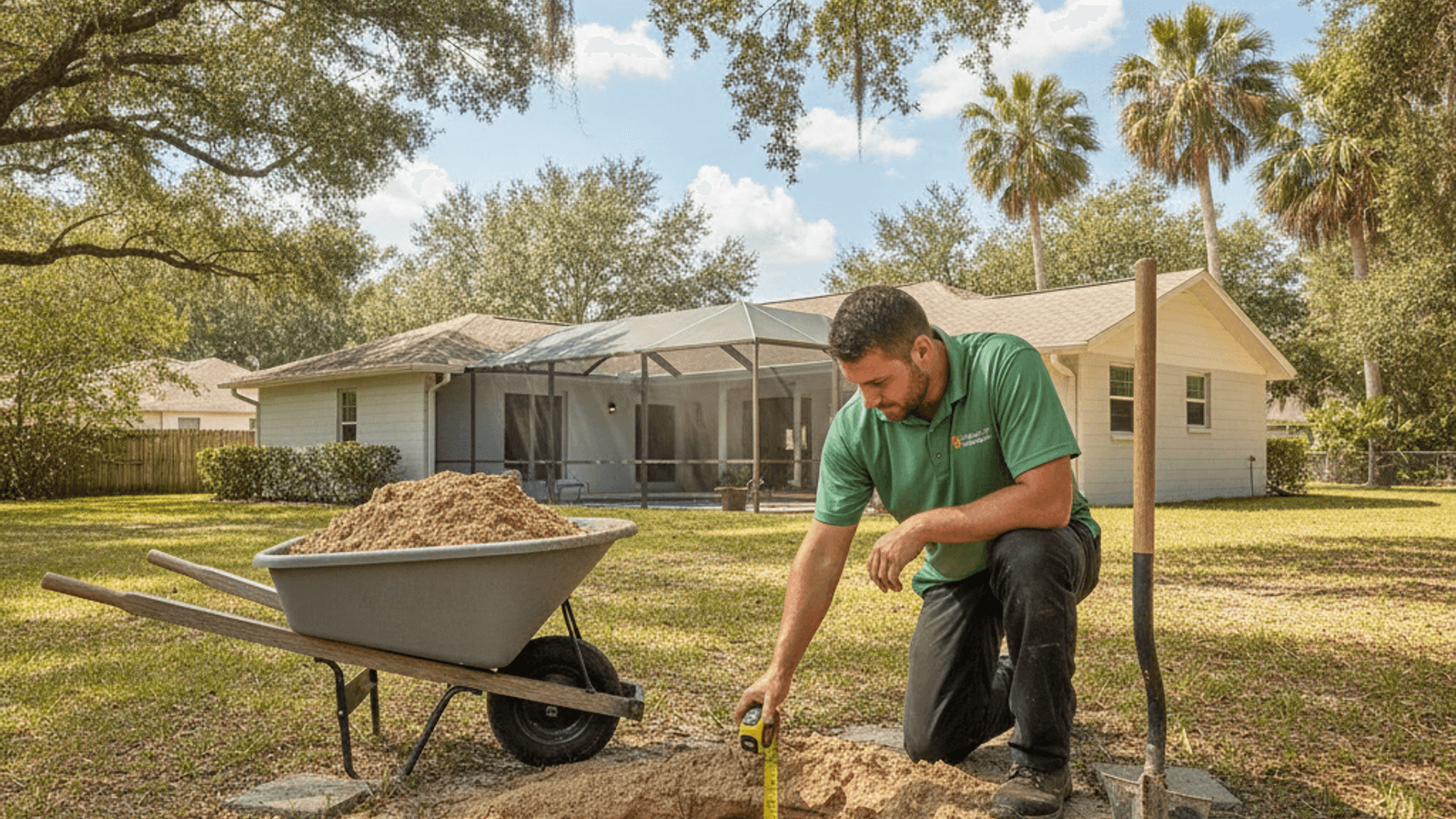 Deck footing hole dug in sandy Central Florida soil