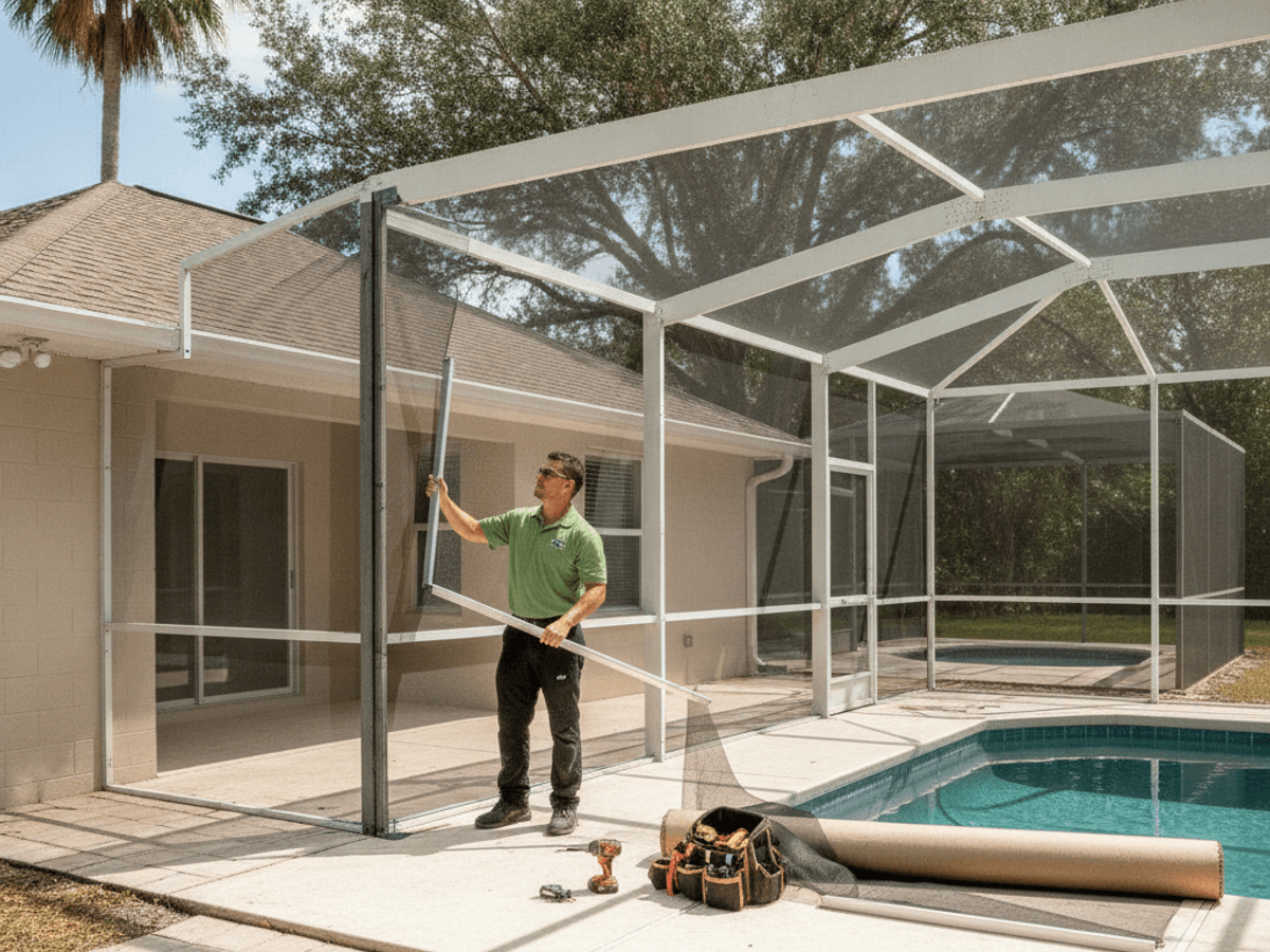 Screened pool enclosure on an Orlando-area home